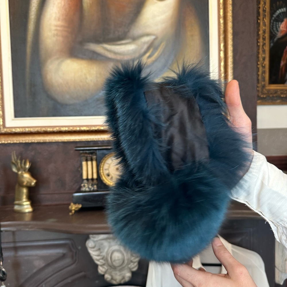 Vintage Teal Fur Headband Or Neck warmer - Picture 9 of 11